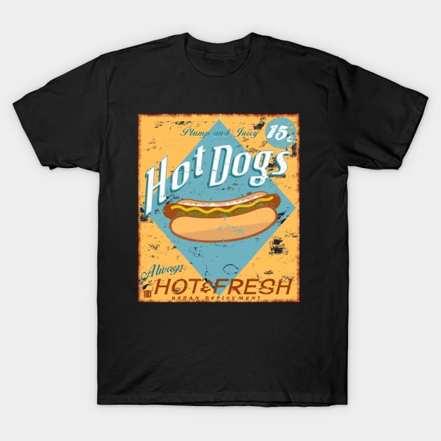 Vintage Hot dog Sign T-Shirt by Urbanvintage